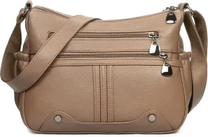 Women Soft PU Leather Shoulder Handbag Multi Pocket Crossbody Bag Ladies Medium Roomy Purses Fashion Tote Top Handle Satchel