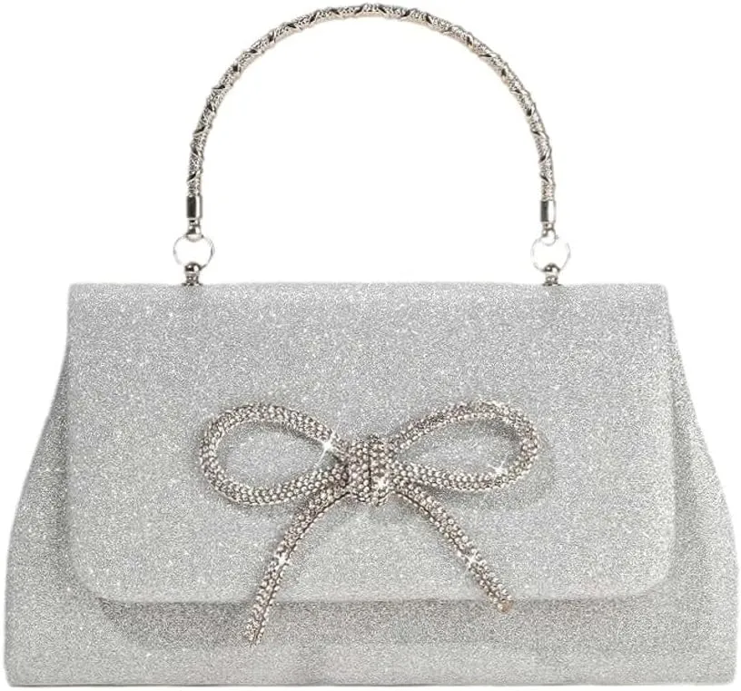 Women Sparkling Bowknot Handbag Diamonds Evening Clutch Purses Formal Wedding Party Cocktail Prom Envelope Bag
