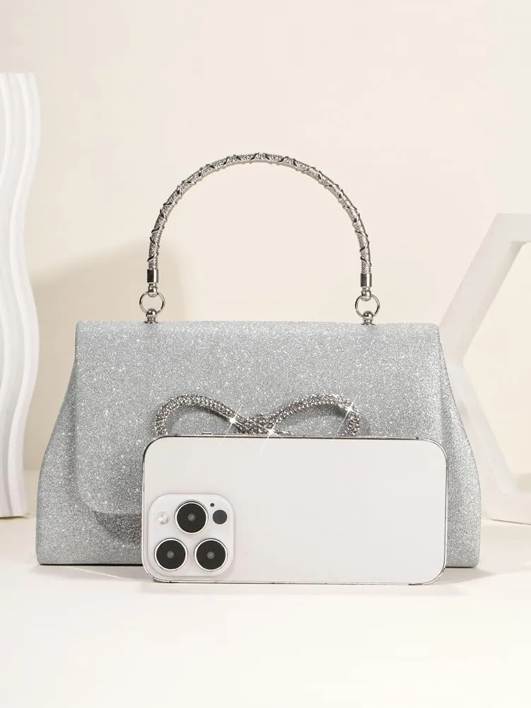 Women Sparkling Bowknot Handbag Diamonds Evening Clutch Purses Formal Wedding Party Cocktail Prom Envelope Bag