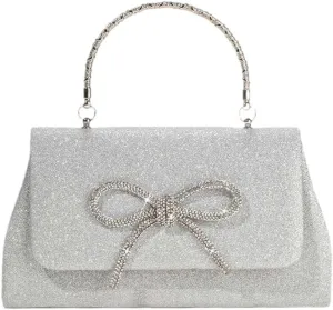 Women Sparkling Bowknot Handbag Diamonds Evening Clutch Purses Formal Wedding Party Cocktail Prom Envelope Bag