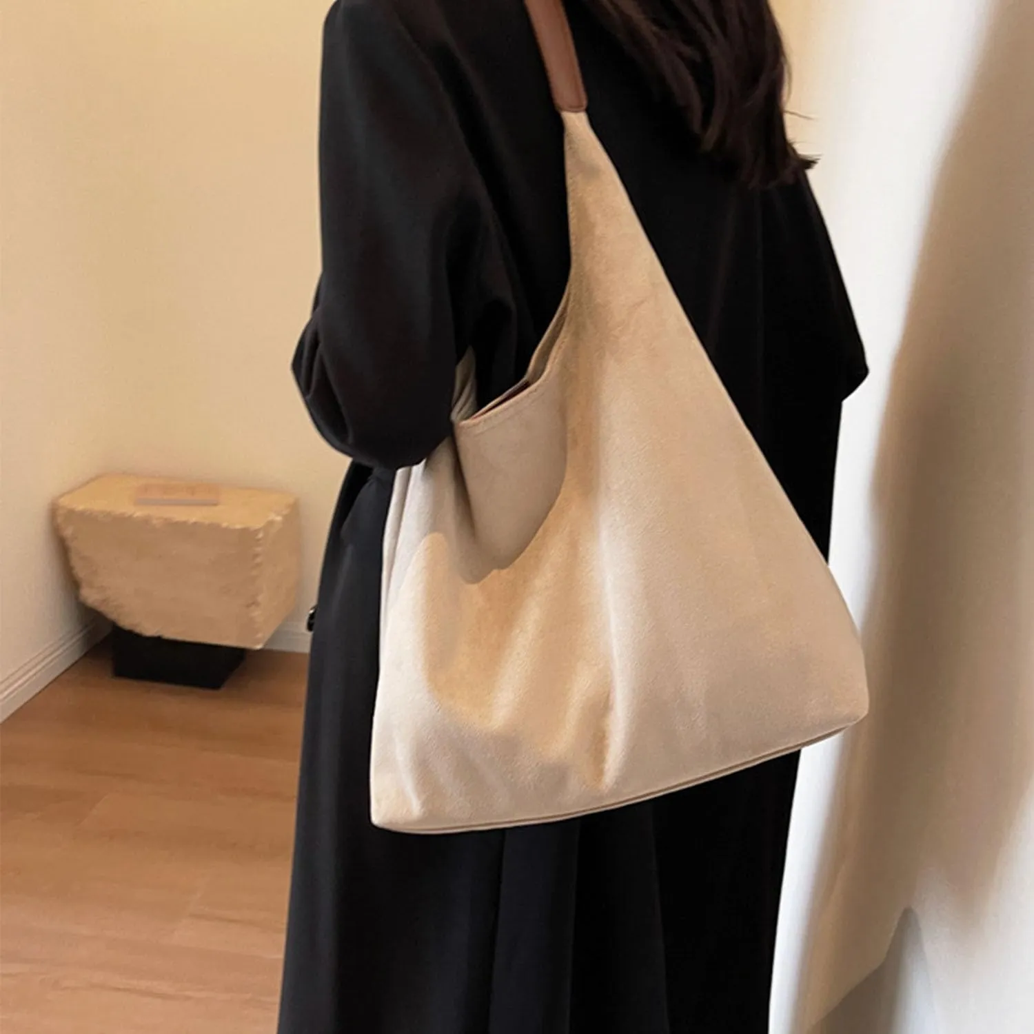 Women Suede Hobo Bags - Vintage Leather Slouchy Shoulder Tote Handbag