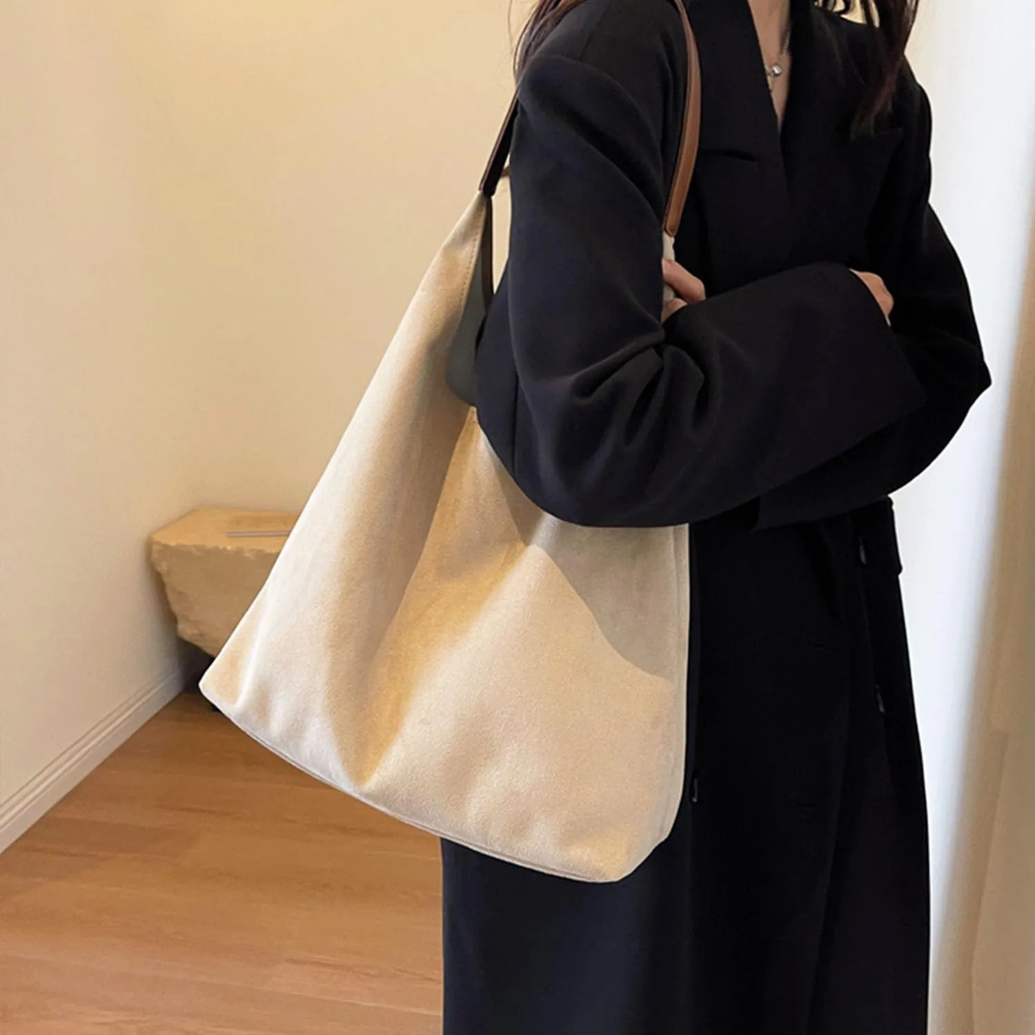 Women Suede Hobo Bags - Vintage Leather Slouchy Shoulder Tote Handbag