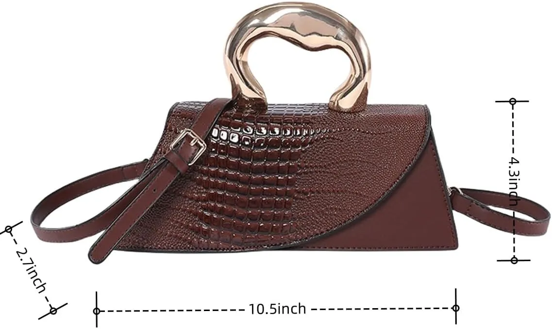 Women Vegan Leather Evening Handbag Crocodile Pattern Handle Clutch Purse Cross Body Envelope Bag