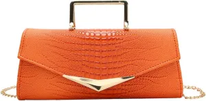Women Vegan Leather Evening Handbag Crocodile Pattern Handle Clutch Purse Cross Body Envelope Bag