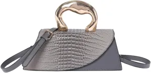 Women Vegan Leather Evening Handbag Crocodile Pattern Handle Clutch Purse Cross Body Envelope Bag