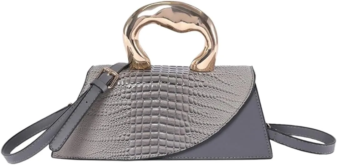 Women Vegan Leather Evening Handbag Crocodile Pattern Handle Clutch Purse Cross Body Envelope Bag