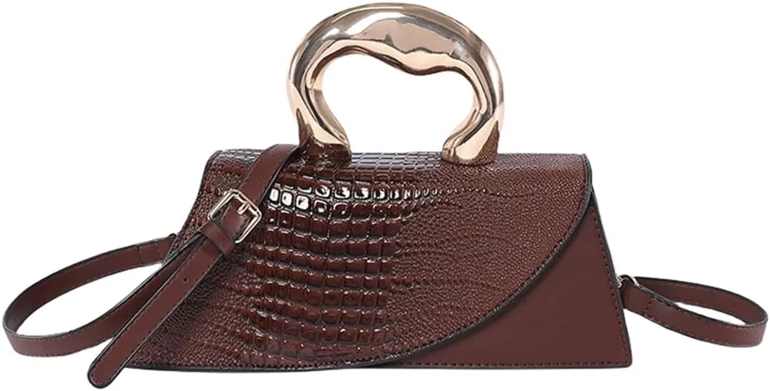 Women Vegan Leather Evening Handbag Crocodile Pattern Handle Clutch Purse Cross Body Envelope Bag