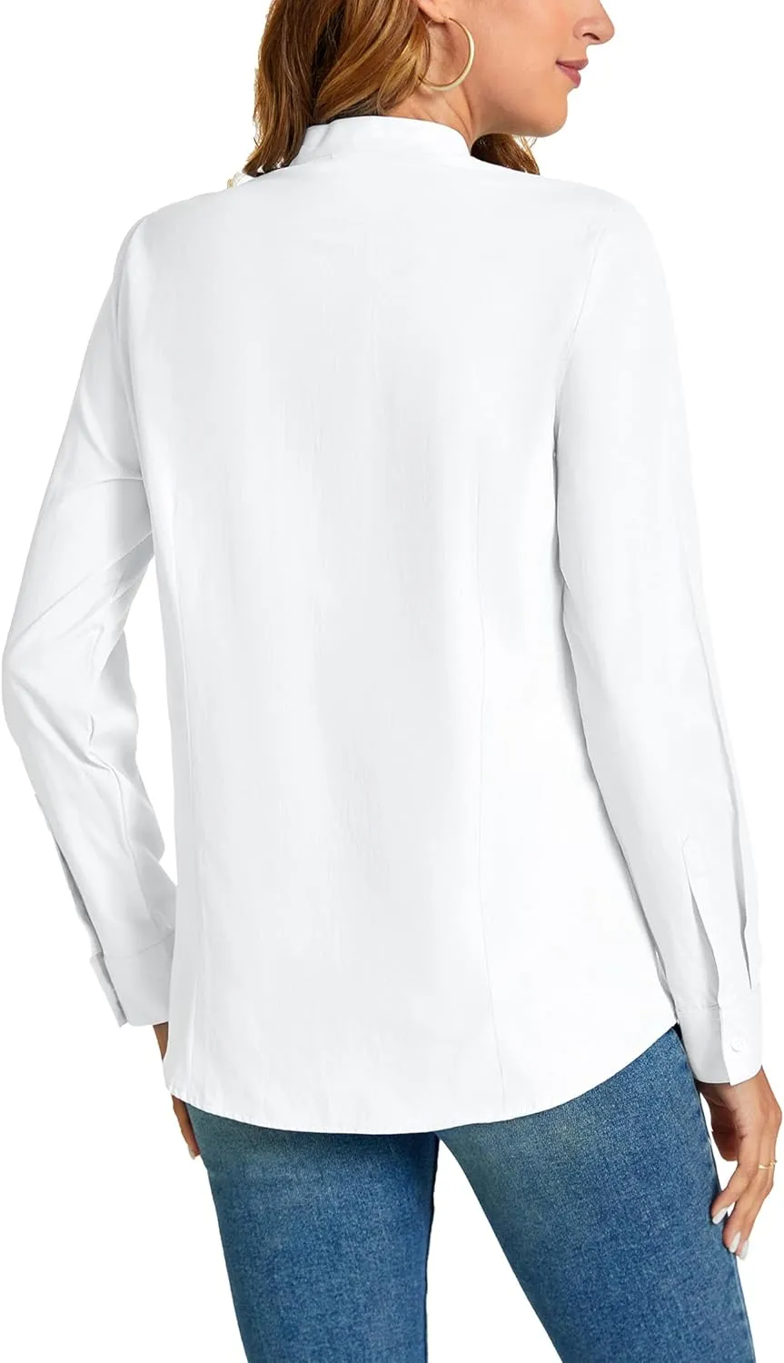 Women's Basic Button Down Shirts Business Casual Tops Collar Work Wear Dress Shirt Slim Fit Blouse