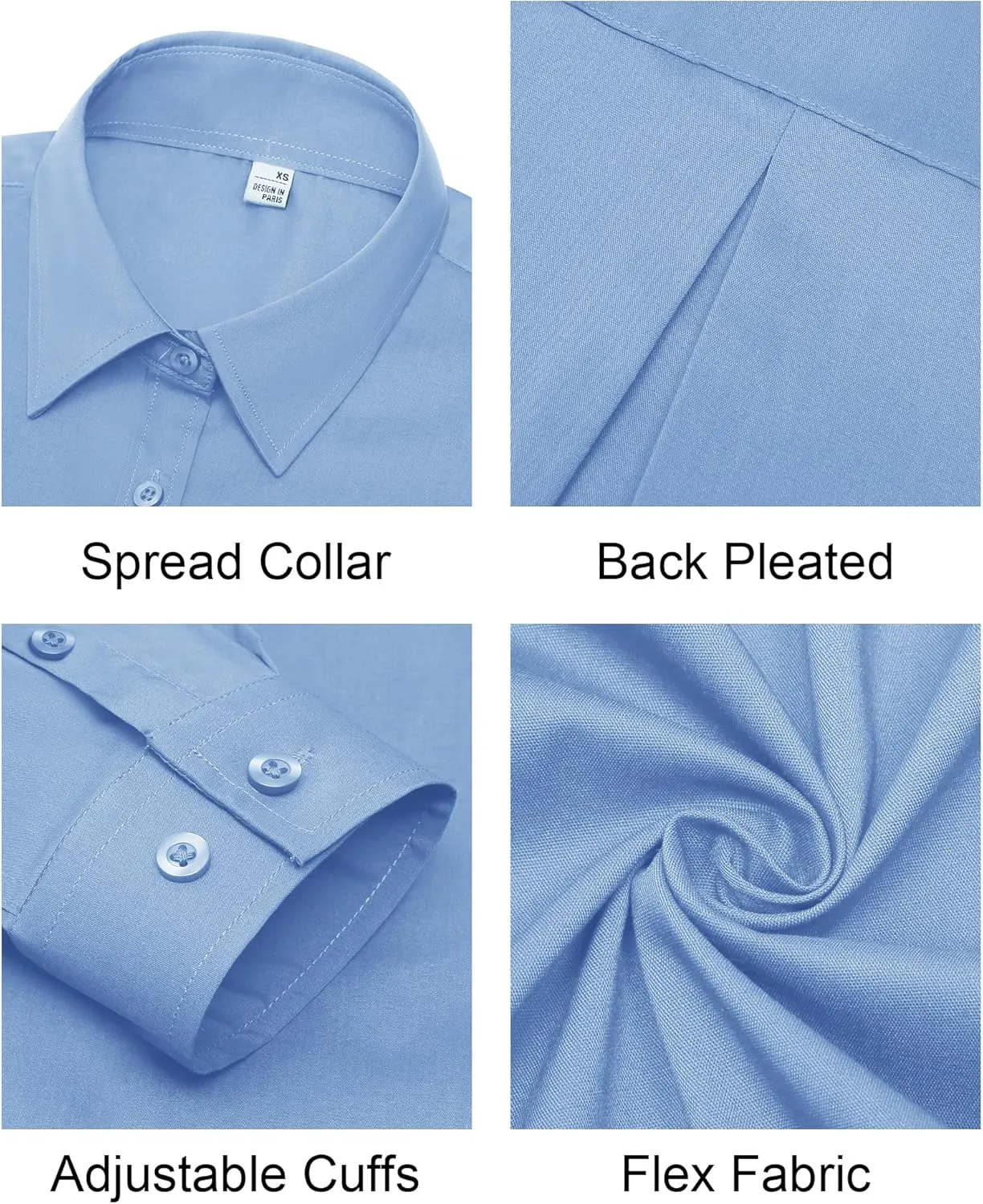 Women's Button Down Shirts Classic Fit Dress Shirt Work Business Casual Long Sleeve Blouse Tops