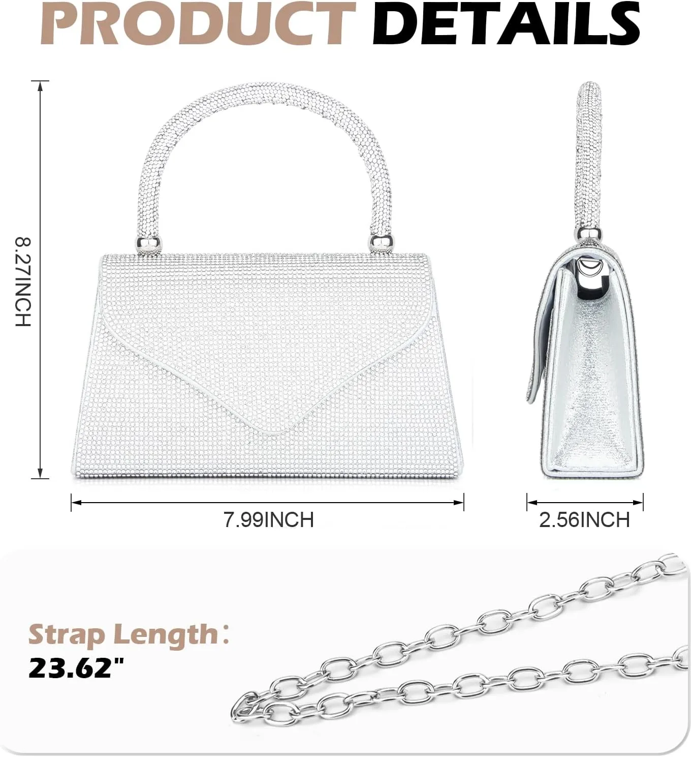 Women's Evening Bag Purse Clutch Bag Ladies Rhinestone Purses Glitter Small Handbags Party Wedding Prom