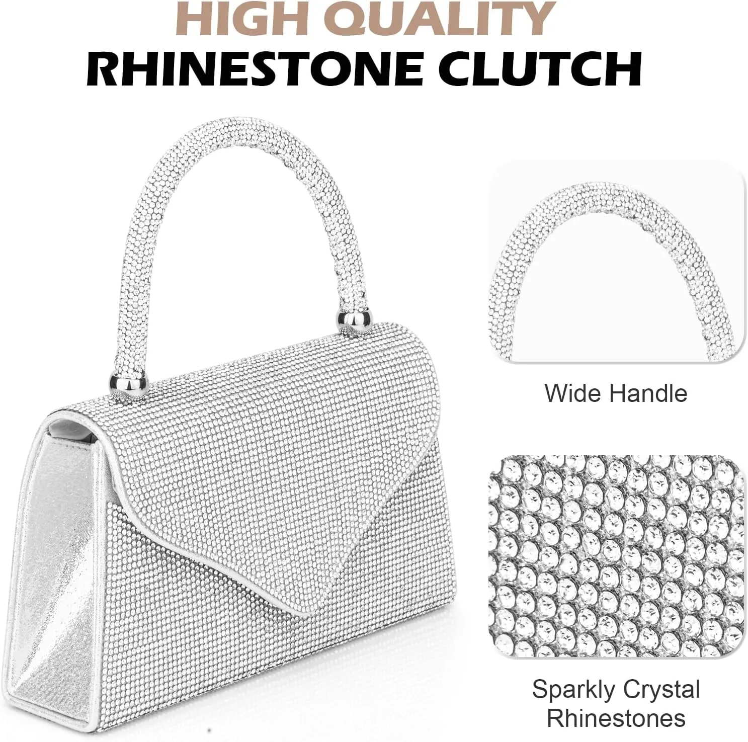 Women's Evening Bag Purse Clutch Bag Ladies Rhinestone Purses Glitter Small Handbags Party Wedding Prom