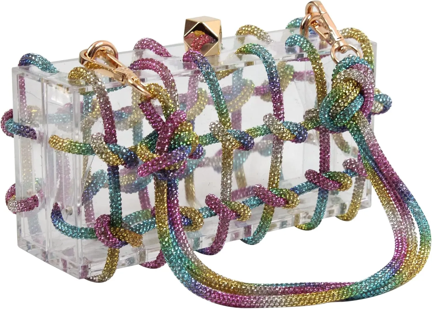 Women's Evening Bag Sparkly Rhinestone Clutch Purse Bling Acrylic Crossbody Bag for Women