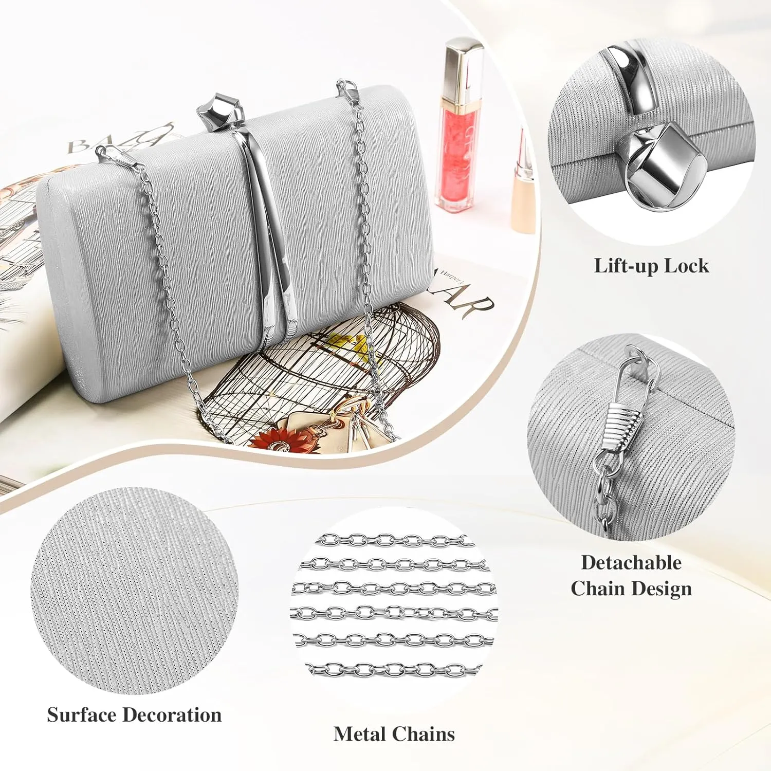 Women’s Evening Clutch Bag Elegant Cocktail Bridal Handbag Wedding Party Purse