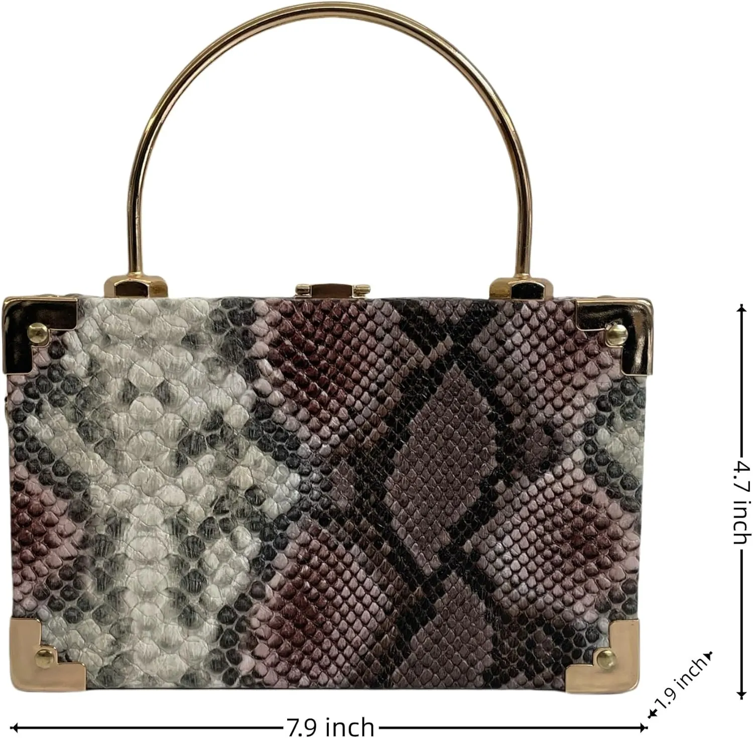 Womens Fashion Snakeskin Evening Handbag Top Handle Clutch Purse Chain Shoulder Cross-body Bag