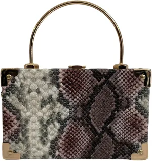 Womens Fashion Snakeskin Evening Handbag Top Handle Clutch Purse Chain Shoulder Cross-body Bag