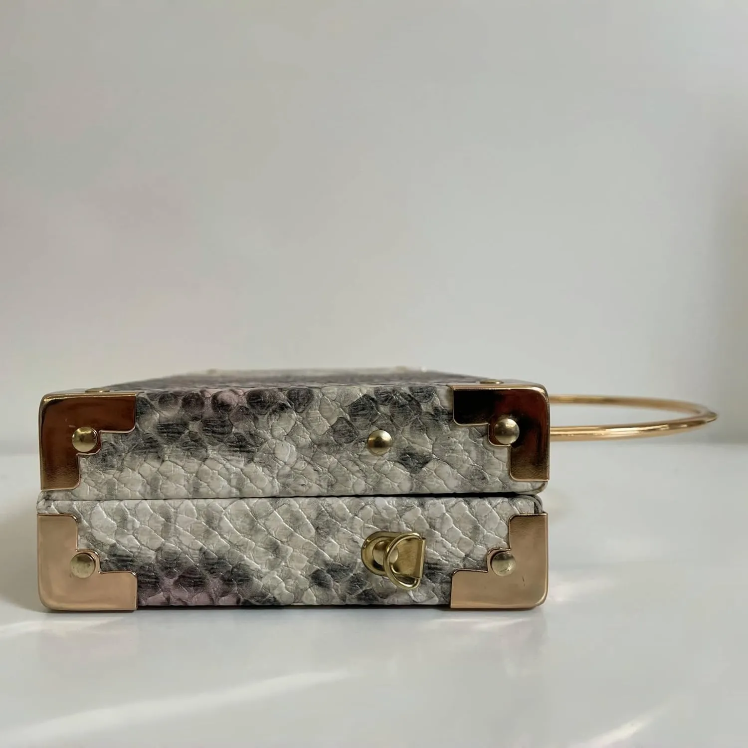 Womens Fashion Snakeskin Evening Handbag Top Handle Clutch Purse Chain Shoulder Cross-body Bag