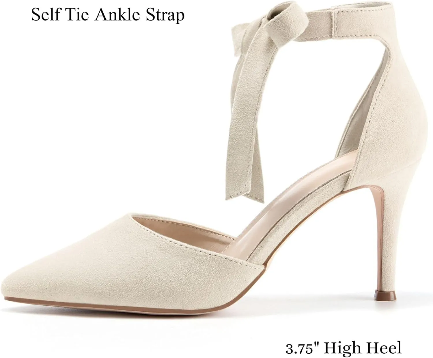 Womens High Heel Pointed Toe Pumps Ankle Tie Classic Office Special Dress Party Shoes