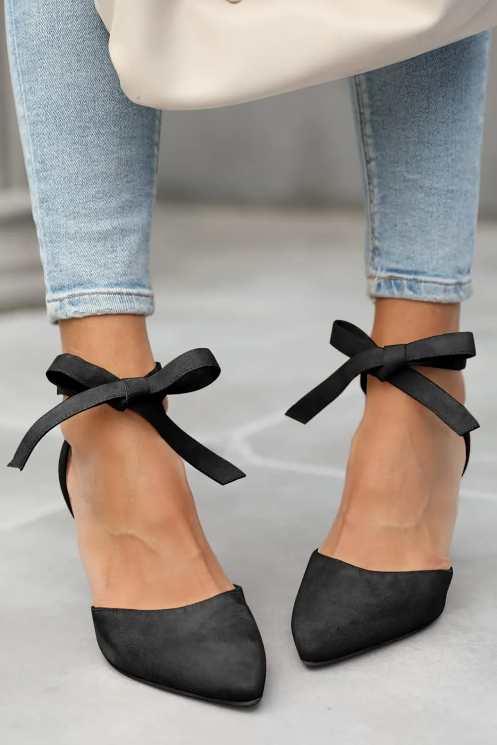 Womens High Heel Pointed Toe Pumps Ankle Tie Classic Office Special Dress Party Shoes