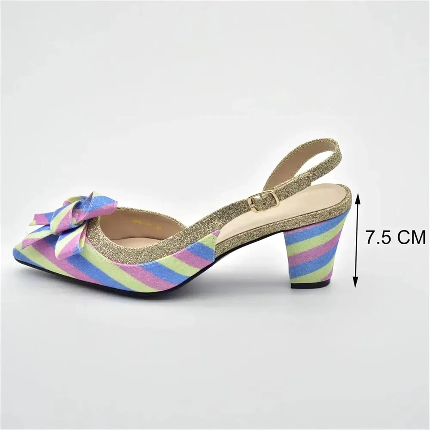 Women's Italian Women Party Shoe & Bag Set - Colorful Rainbow Butterfly Design Pumps & Purse for Elegant Evening Outfits