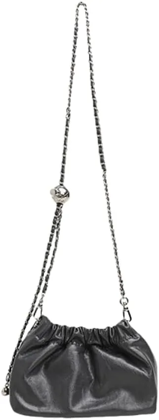 Women's Leather Chain Cowhide Metal Ball Pleated Cloud Bag Shoulder Crossbody Bag Handbag Versatile Hobo Chis Stylish