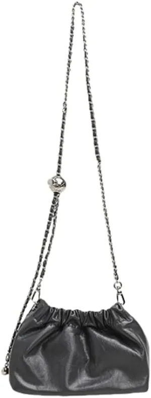 Women's Leather Chain Cowhide Metal Ball Pleated Cloud Bag Shoulder Crossbody Bag Handbag Versatile Hobo Chis Stylish