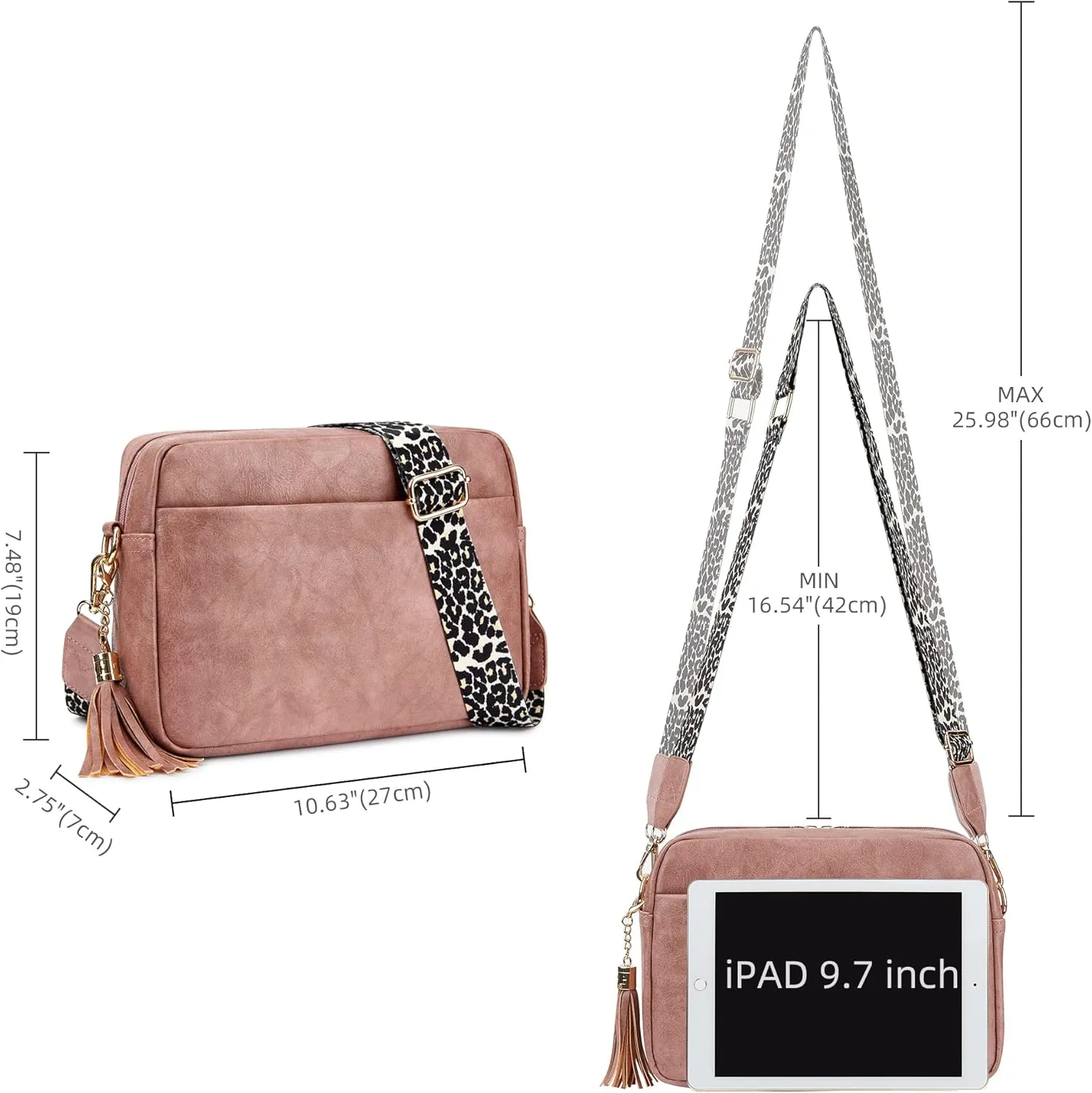Women's Leather Crossbody Bag Zipper Shoulder Camera Purse