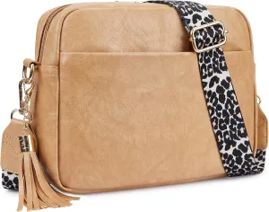 Women's Leather Crossbody Bag Zipper Shoulder Camera Purse