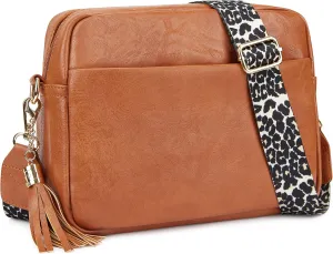 Women's Leather Crossbody Bag Zipper Shoulder Camera Purse