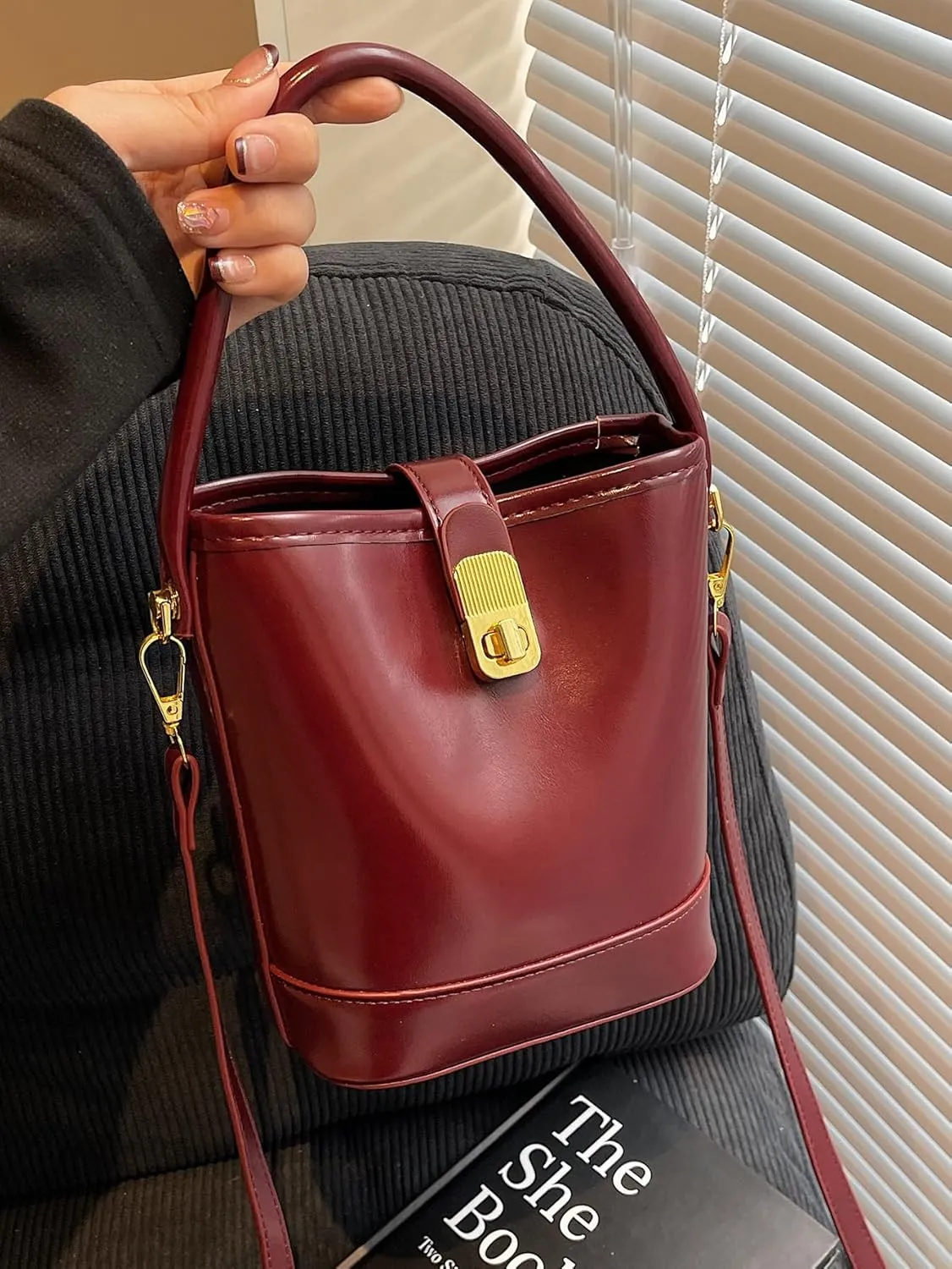 Women's PU Leather Bucket Bag Trendy Crossbody Shoulder Bags Large Hobo Purses