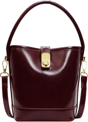 Women's PU Leather Bucket Bag Trendy Crossbody Shoulder Bags Large Hobo Purses
