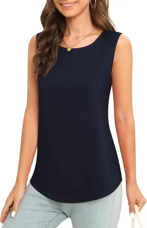 Women's Sleeveless Chiffon Tank Top Business Casual Blouse Tunic Top