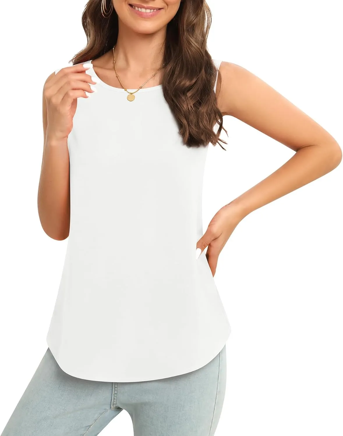 Women's Sleeveless Chiffon Tank Top Business Casual Blouse Tunic Top