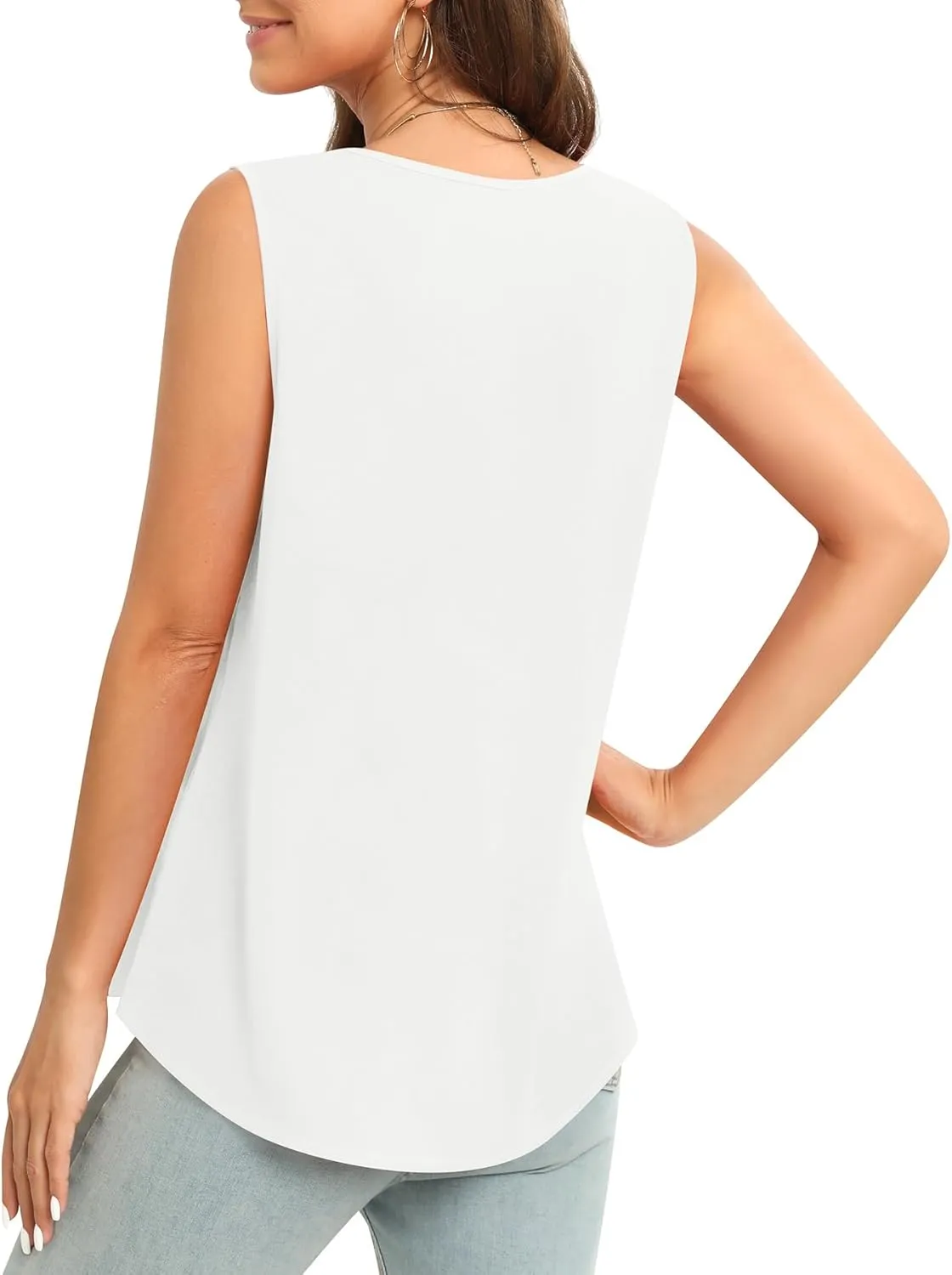 Women's Sleeveless Chiffon Tank Top Business Casual Blouse Tunic Top