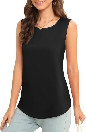 Women's Sleeveless Chiffon Tank Top Business Casual Blouse Tunic Top
