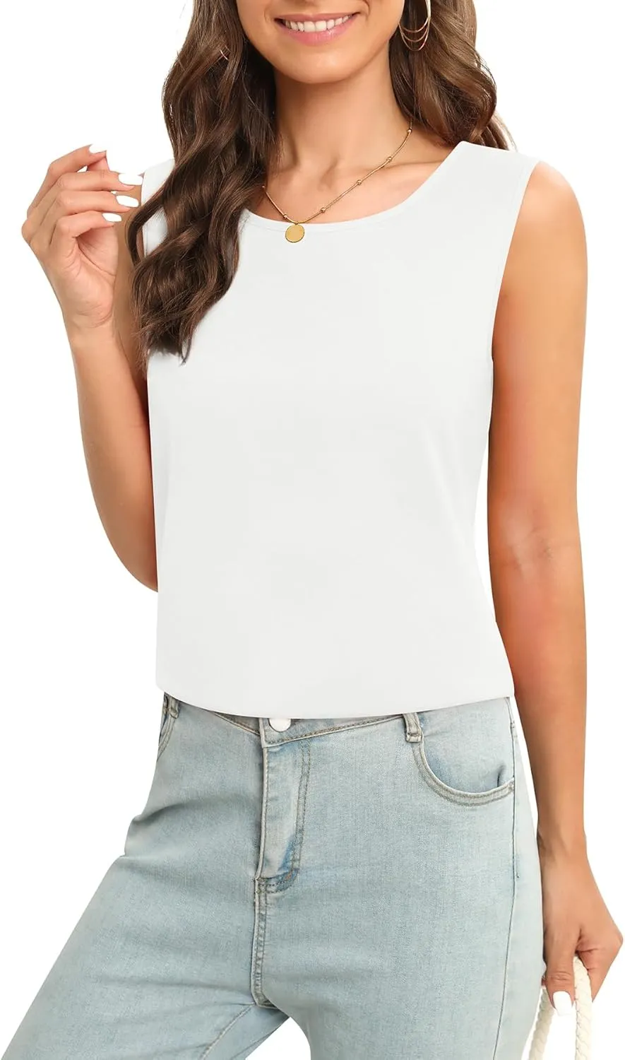 Women's Sleeveless Chiffon Tank Top Business Casual Blouse Tunic Top