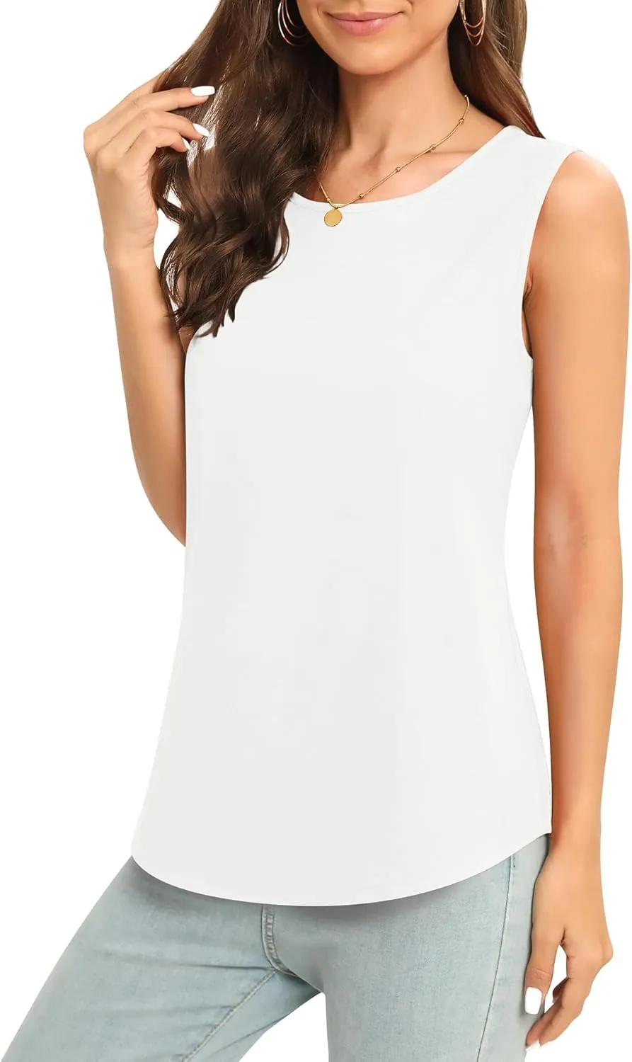 Women's Sleeveless Chiffon Tank Top Business Casual Blouse Tunic Top