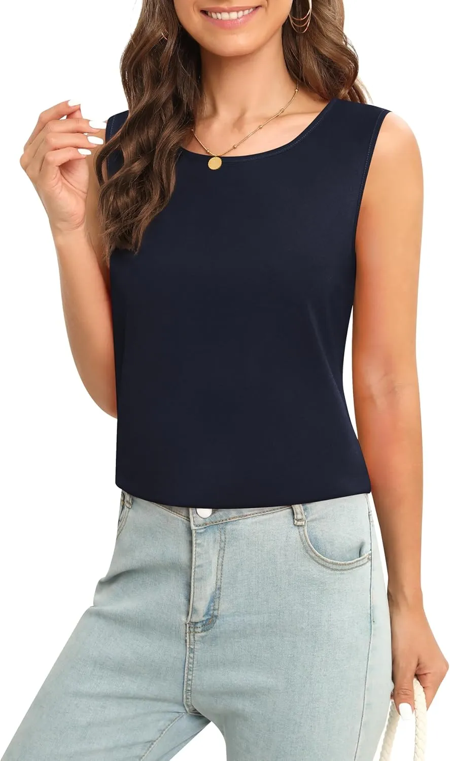 Women's Sleeveless Chiffon Tank Top Business Casual Blouse Tunic Top