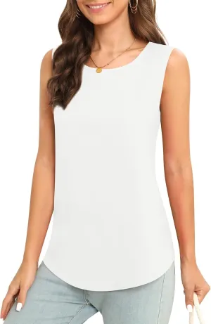 Women's Sleeveless Chiffon Tank Top Business Casual Blouse Tunic Top