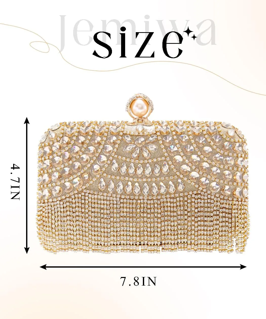 Women's Sparkly Evening Clutch Purse Rhinestone Tassel Cossbody Bag Pearl with Detachable Chain Partynight Wedding