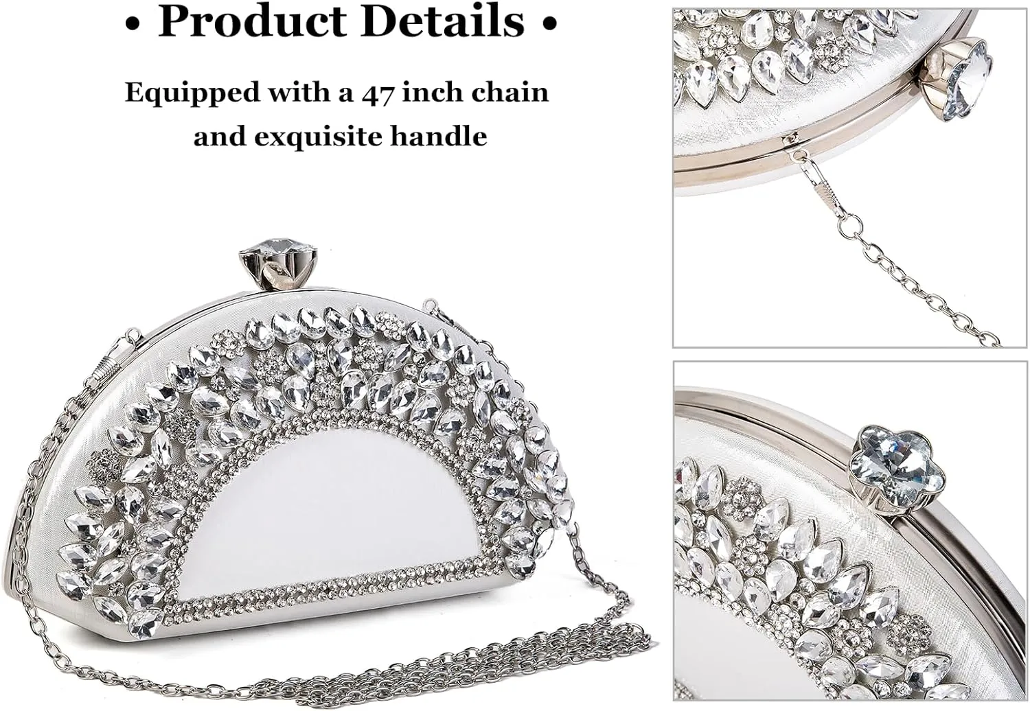 Womens Sparkly Rhinestone Glitter Clutch Purse Evening Handbag Shoulder Bag for Wedding Party Prom