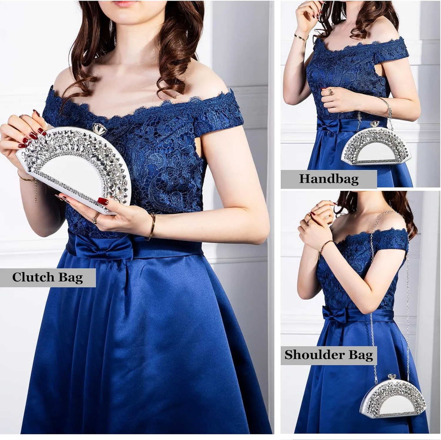 Womens Sparkly Rhinestone Glitter Clutch Purse Evening Handbag Shoulder Bag for Wedding Party Prom