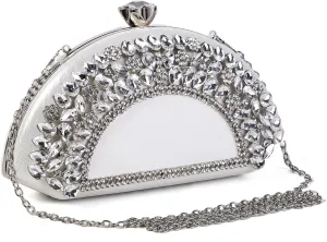 Womens Sparkly Rhinestone Glitter Clutch Purse Evening Handbag Shoulder Bag for Wedding Party Prom