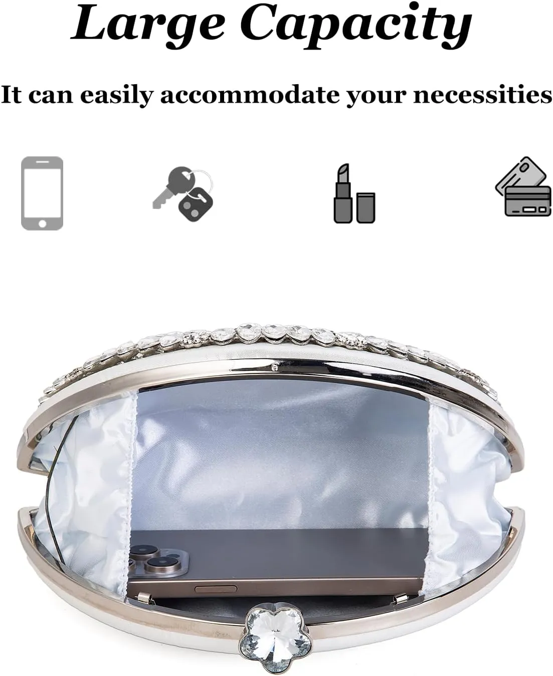 Womens Sparkly Rhinestone Glitter Clutch Purse Evening Handbag Shoulder Bag for Wedding Party Prom