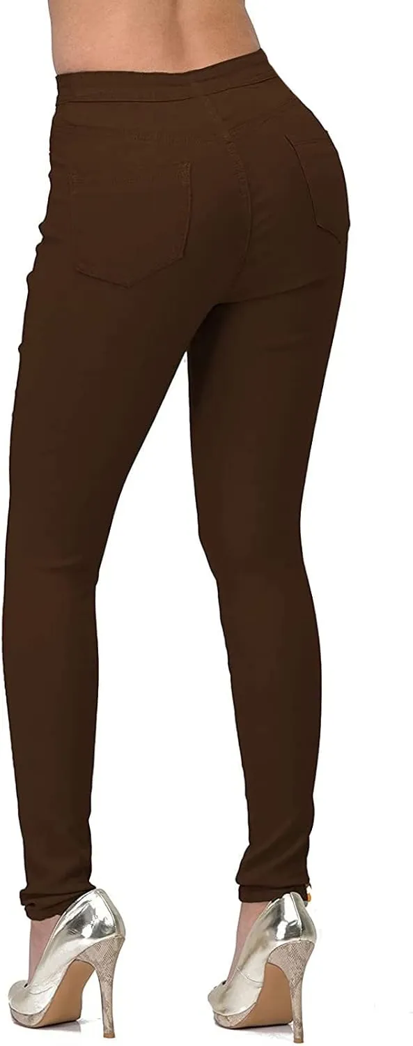 Womens Stretch Jeggings with Pockets Ripped High Waisted Classic Butt Lifting Yoga Leggings Fitted Denim Ankle Jeans