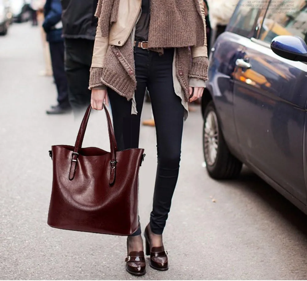Women’s Vintage Large PU Leather Travel Handbag Hobo Bag Shoulder Bag Sling Bag Cross Body Bag