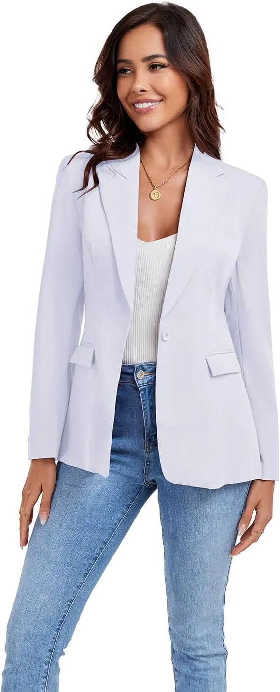Women's Work Office Blazer One Button Notched Lapel Business Tuxedo Blazer Casual Blazer Jackets Suit Petite