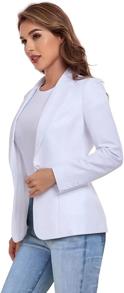 Women's Work Office Blazer One Button Notched Lapel Business Tuxedo Blazer Casual Blazer Jackets Suit Petite
