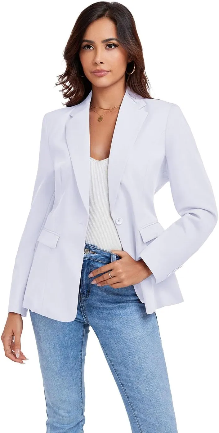 Women's Work Office Blazer One Button Notched Lapel Business Tuxedo Blazer Casual Blazer Jackets Suit Petite