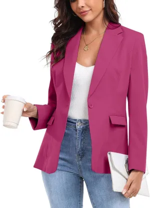 Women's Work Office Blazer One Button Notched Lapel Business Tuxedo Blazer Casual Blazer Jackets Suit Petite