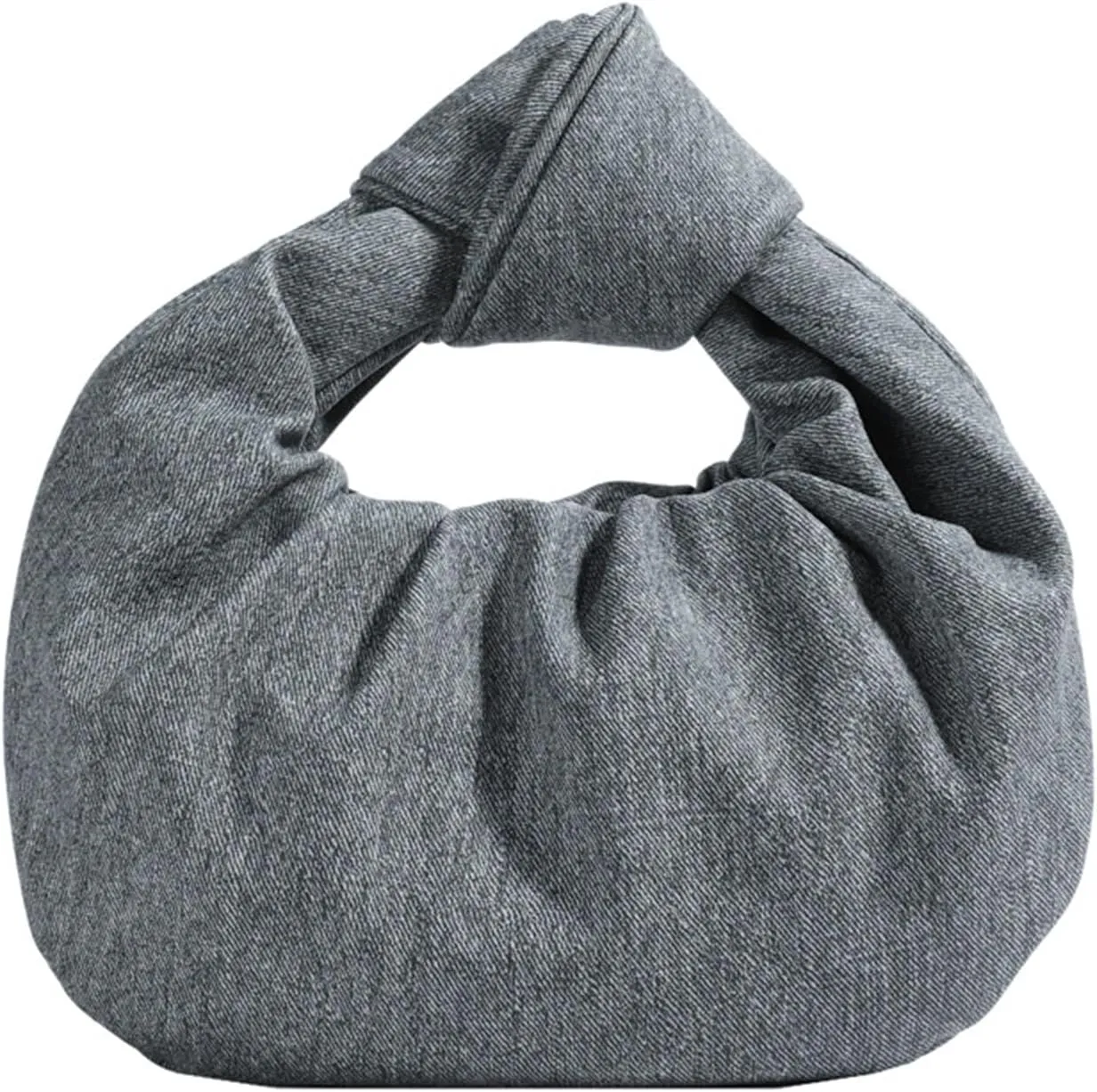 Women's Wrinkled Leather Cloud Shape Knotted Handbag Fashion Y2K Dumpling Underarm Hobo Clutch Purse for Party Shopping (Grey)